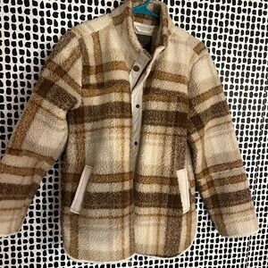 Maurices Cozy Sherpa Jacket in Cream and Brown
